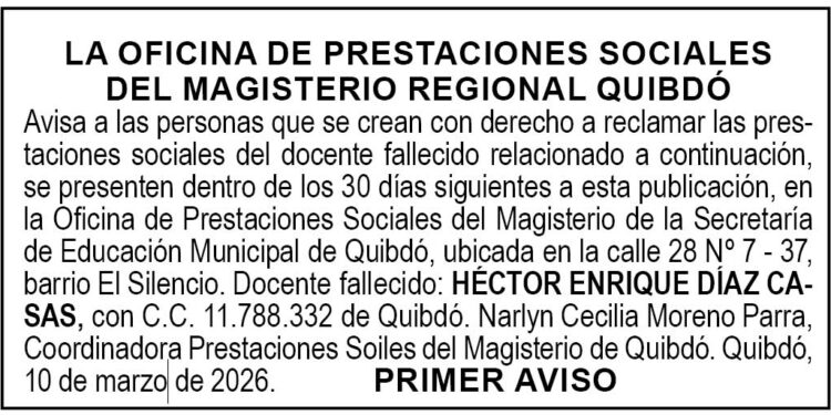 Edicto Quibdó Chocó