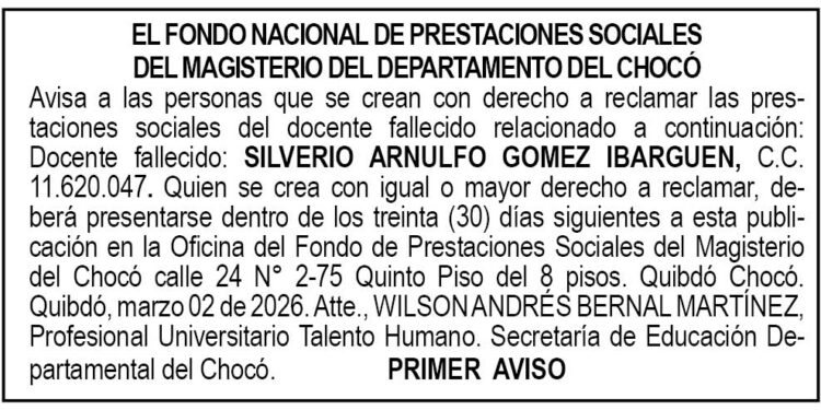 Edicto Istmina Chocó