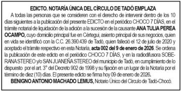 Edicto Tadó Chocó