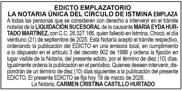 Edicto Istmina Chocó