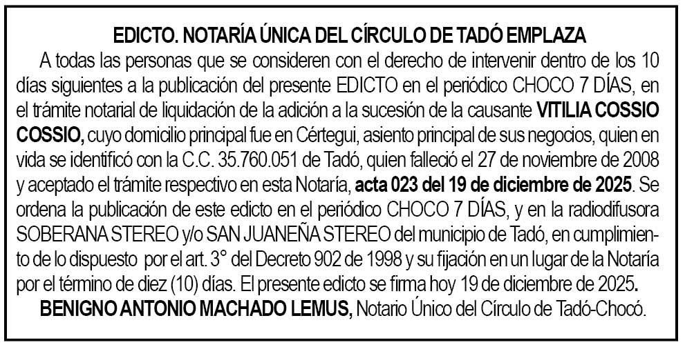 Edicto Tadó Chocó