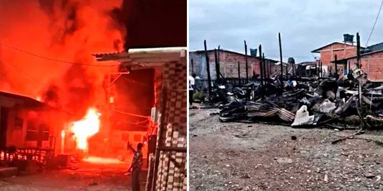 Río Quito, Chocó: incendio arrasa cuatro viviendas en Villa Conto