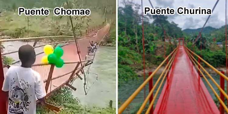 Bagadó: cuando se inauguraba el puente Churina falló el puente Chomae