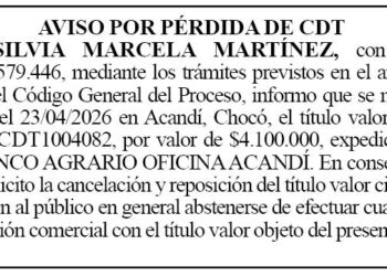 Pérdida CDT Acandí Chocó