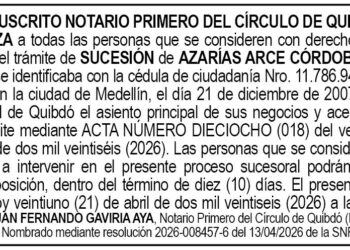 Edicto Notaría Quibdó Chocó