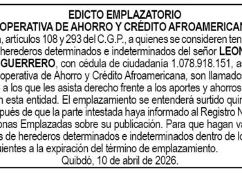 Edicto Chocó Cooperativa Afroamericana
