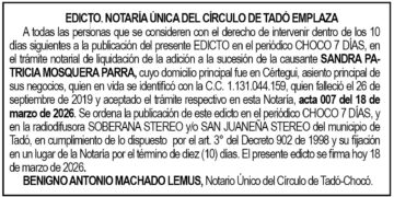 Edicto Chocó Tadó