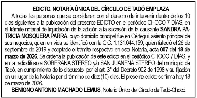 Edicto Chocó Tadó