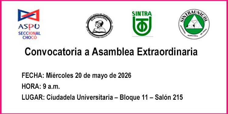 Chocó UTCH Asambea extraodinaria sindical