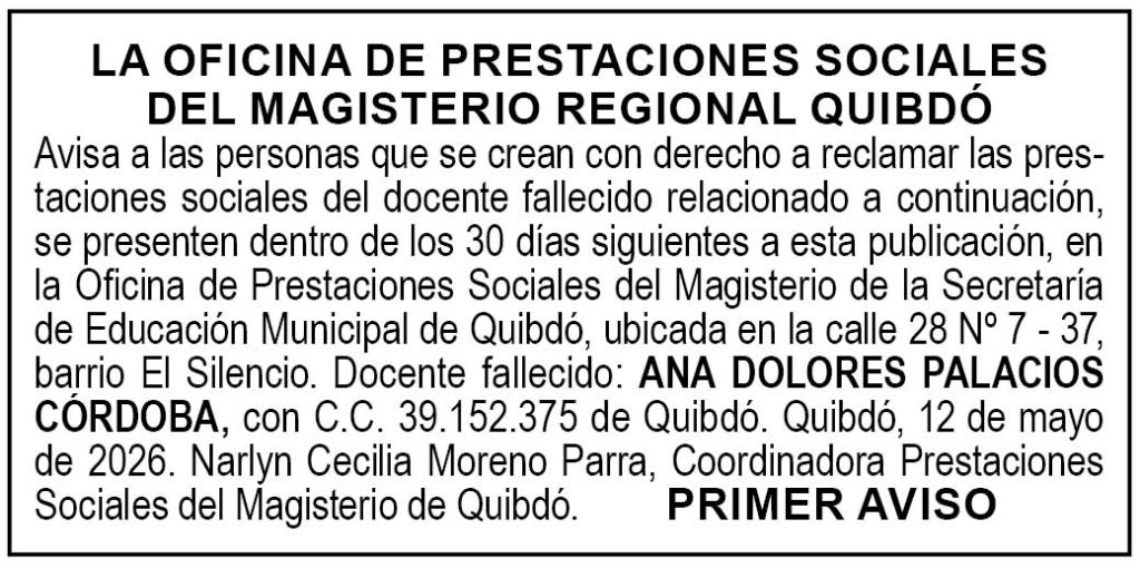 Edicto Quibd&oacute; Choc&oacute;