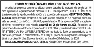 Edicto Tadó Chocó