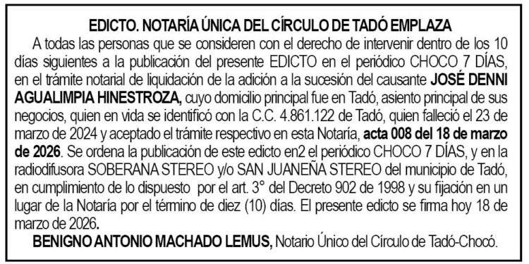 Edicto Tadó Chocó