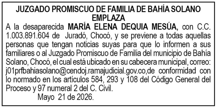 EdictoBahía Solano Chocó