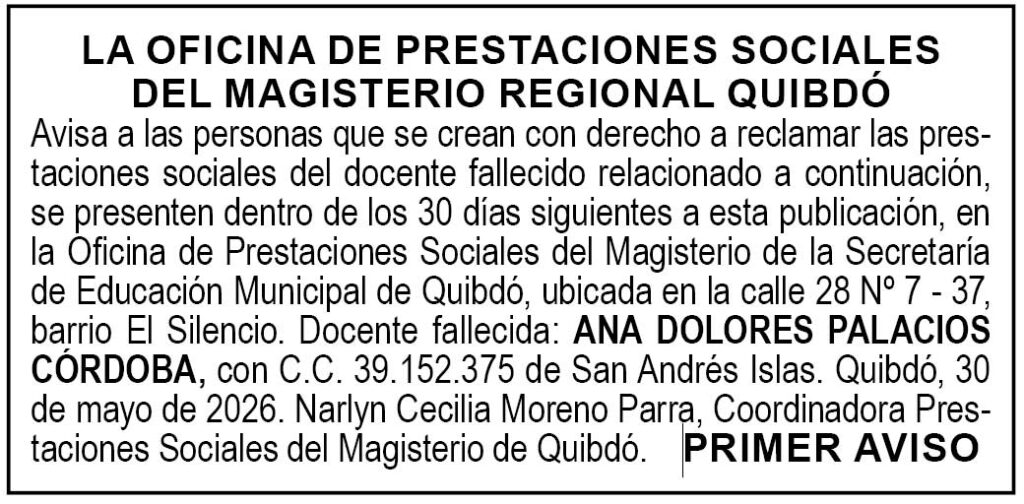 Edicto Quibd&oacute; Choc&oacute;