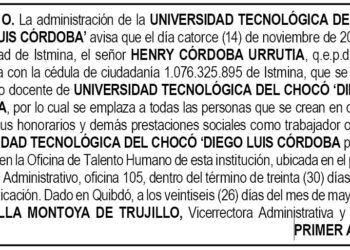 Edicto UTCH Chocó