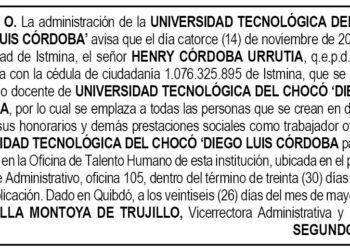 Edicto UTCH Chocó