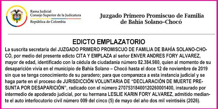 Edicto Bahía Solano Chocó