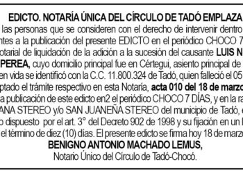 Edicto Tadó Chocó