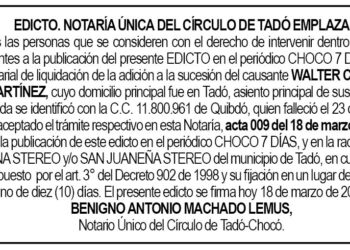 Edicto Tadó Chocó