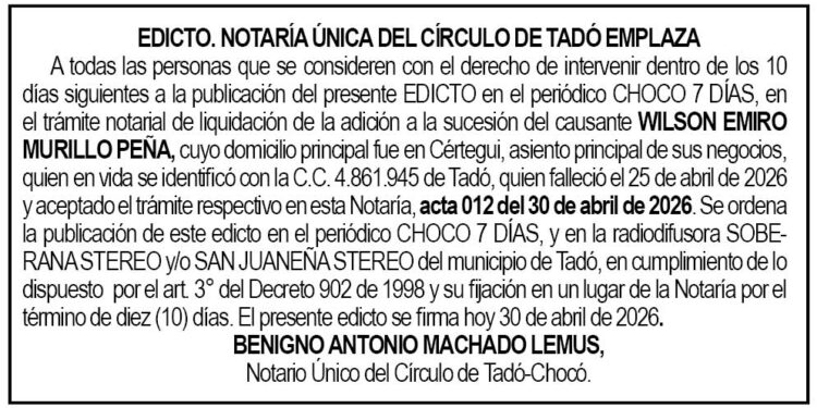 Edicto Tadó Chocó