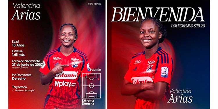 La quibdoseña Valentina Arias Asprilla es nueva jugadora del Independiente Medellín Femenino