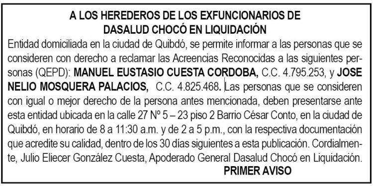 Edicto Dasalud Chocó
