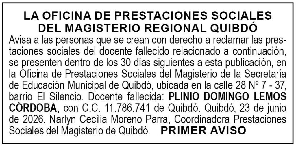 Edicto Quibdó Chocó