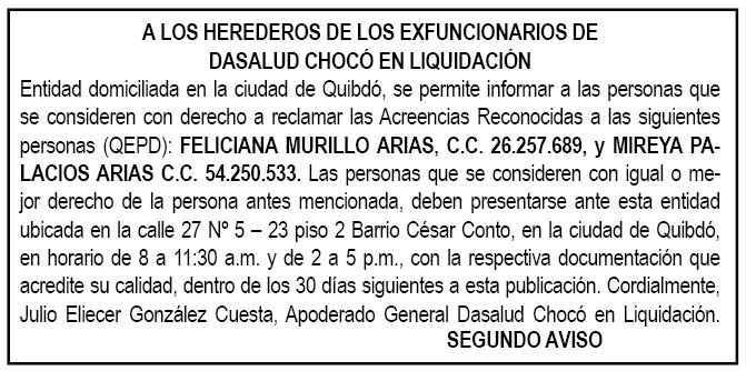 Edicto Dasalud Chocó