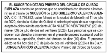 Edicto Quibdó Chocó