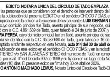 Edicto Tadó Chocó