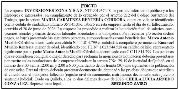 Edicto Quibdó Chocó