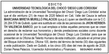 Edicto 2 UTCH Chocó