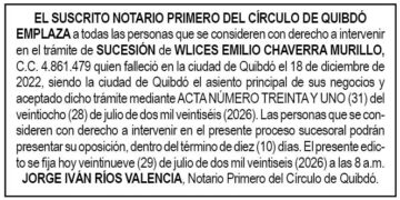 Edicto Quibdó Chocó