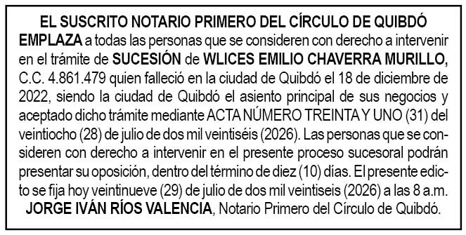 Edicto Quibdó Chocó