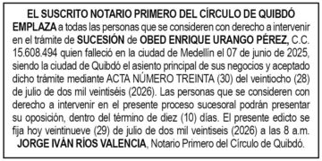 Edicto Notaria Quibdo Chocó