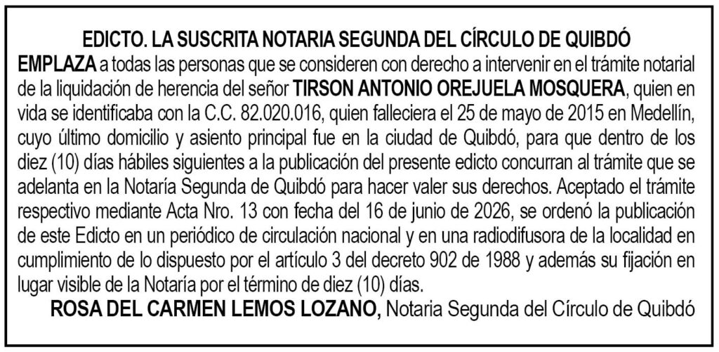 Edcto Quibdó Chocó