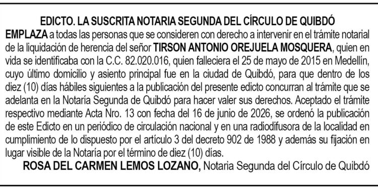 Edcto Quibdó Chocó