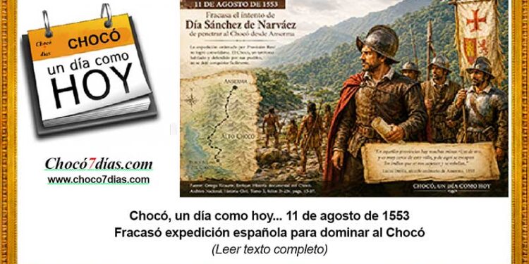 Chocó, un día como hoy... 11 de agosto. Fracasó expedición española para dominar al Chocó.