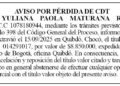 Pérdida CDT Quibdó Choicó
