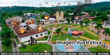 ELN hostiga con drones la estación de policía de Nóvita: lanzan seis granadas y no hay heridos