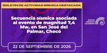 Secuencia sísmica asociada al evento de magnitud 7,4 Mw, en San José del Palmar, Chocó