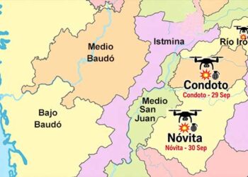 Otro ataque con drones explosivos en el Chocó: hoy fue en Río Iró