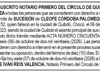 Edicto notaría Quibdó Chocó