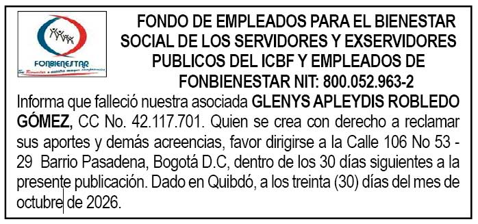 Edicto ICBF Quibdó Chocó