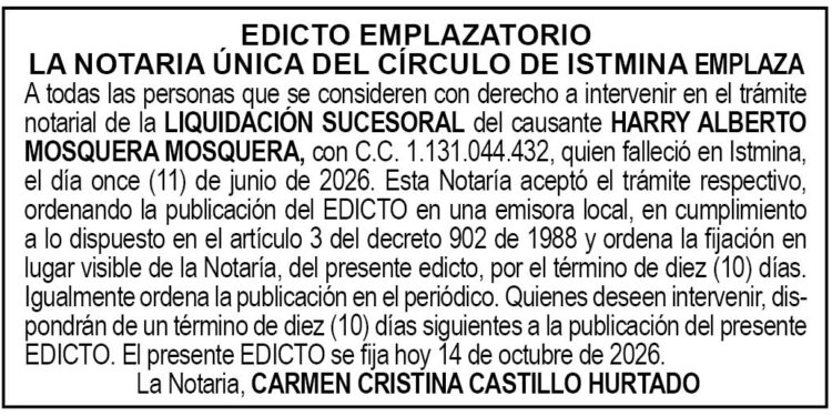 Edicto Istmina Chocó