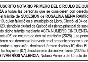 Edicto notaría Quibdó Lloró Chocó