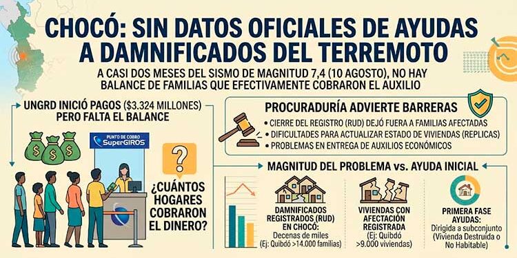 A casi dos meses del terremoto, no hay cifra oficial de cuántos damnificados del Chocó han recibido ayudas